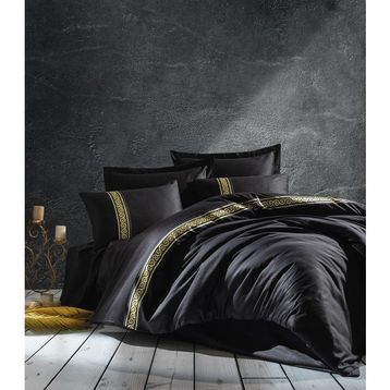 Cotton Box Siyah Çift Kişilik Saten 200 x 220 cm Nevresim Takımı