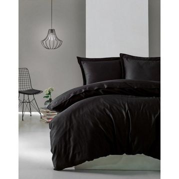 Cotton Box Siyah Çift Kişilik Saten 200 x 220 cm Nevresim Takımı