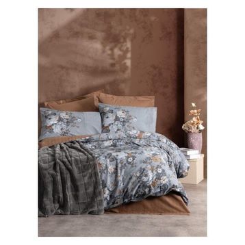 Cotton Box Smooth Antrasit 200 x 220 cm Çift Kişilik Trim Battaniyeli Nevresim Takımı