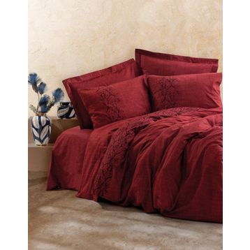 Cotton Box Sooty Bordo Plain Çift Kişilik Nevresim Takımı
