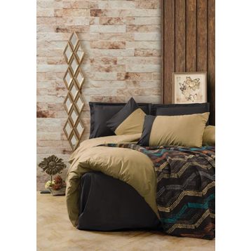 Cotton Box Tidy Battaniyeli Yeşil Siyah Çift Kişilik Nevresim Takım