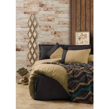 Cotton Box Tidy Battaniyeli Yeşil Siyah Çift Kişilik Nevresim Takım