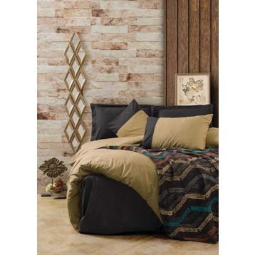 Cotton Box Tidy Battaniyeli Yeşil Siyah Çift Kişilik Nevresim Takım