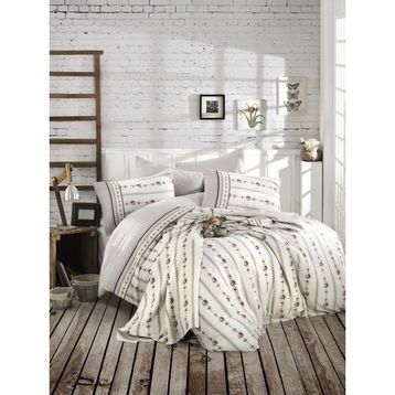 Cotton Touch Puzzle Gray 160x220 cm Tek Kişilik Nevresim Takımı