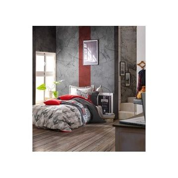 Cottonbox Genç Odası Rock Kırmızı Tek Kişilik Lastikli Çarşaflı Nevresim Takımı