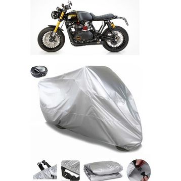 Coverplus Triumph Thruxton 900 Arka Çanta Uyumlu Su Geçirmez Gri Motosiklet Brandası