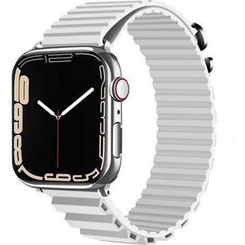 CoverZone Apple Watch 3 42-44 mm Parçalı Çizgili Tasarım Denouement Beyaz Kordon
