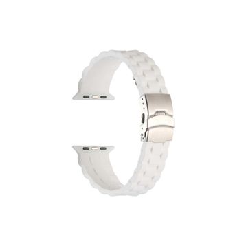 CoverZone Apple Watch 4 Beyaz 38-40 mm İle Uyumlu Metal Toka Delikli Ayarlanabilir Panoply Silikon Kordon