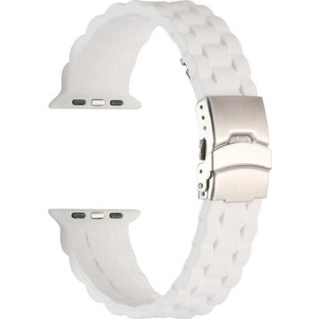 CoverZone Apple Watch 4 Beyaz 38-40 mm İle Uyumlu Metal Toka Delikli Ayarlanabilir Panoply Silikon Kordon