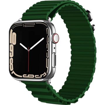 CoverZone Apple Watch 4 Uyumlu 42-44 mm Parçalı Çizgili Tasarım Denouement Kayış Koyu Yeşil Kordon