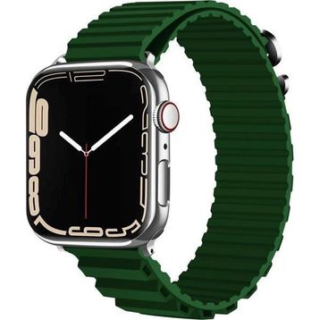 CoverZone Apple Watch 4 Uyumlu 42-44 mm Parçalı Çizgili Tasarım Denouement Kayış Koyu Yeşil Kordon