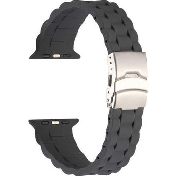 CoverZone Apple Watch 6 Gri 42-44 mm İle Uyumlu Metal Toka Delikli Ayarlanabilir Panoply Silikon Kordon
