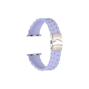 CoverZone Apple Watch 6 Lila 42-44 mm İle Uyumlu Metal Toka Delikli Ayarlanabilir Panoply Silikon Kordon