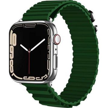 CoverZone Apple Watch Ultra Uyumlu 49 mm Parçalı Çizgili Tasarım Denouement Kayış Koyu Yeşil Kordon