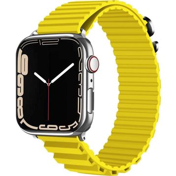 CoverZone Apple Watch Ultra Uyumlu 49 mm Parçalı Çizgili Tasarım Denouement Kayış Sarı Kordon
