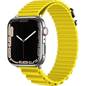 CoverZone Apple Watch Ultra Uyumlu 49 mm Parçalı Çizgili Tasarım Denouement Kayış Sarı Kordon