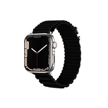 CoverZone Apple Watch Ultra Uyumlu 49 mm Parçalı Çizgili Tasarım Denouement Kayış Siyah Kordon