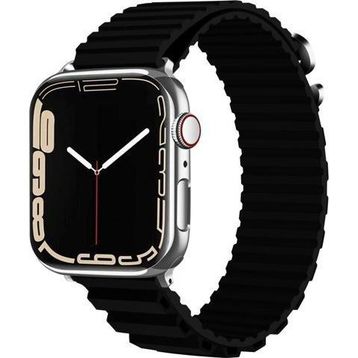 CoverZone Apple Watch Ultra Uyumlu 49 mm Parçalı Çizgili Tasarım Denouement Kayış Siyah Kordon