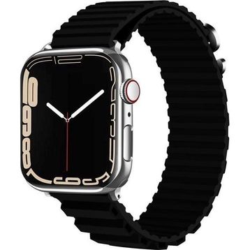 CoverZone Apple Watch Ultra Uyumlu 49 mm Parçalı Çizgili Tasarım Denouement Kayış Siyah Kordon