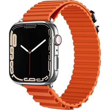 CoverZone Apple Watch Ultra Uyumlu 49 mm Parçalı Çizgili Tasarım Denouement Kayış Turuncu Kordon