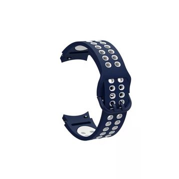 CoverZone Galaxy Watch 4 Classic 46 mm 2 Kancalı Metal Tokalı Iridescent Silikon Mavi Beyaz Kordon