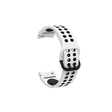 CoverZone Galaxy Watch 4 Classic Uyumlu 40 mm İki Kancalı Metal Tokalı Iridescent Beyaz Siyah Kordon