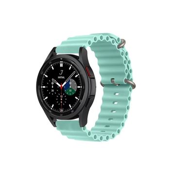 CoverZone Galaxy Watch Uyumlu 42 mm Uyumlu Quintessential Kabartmalı Metal Tokalı Turkuaz Kordon