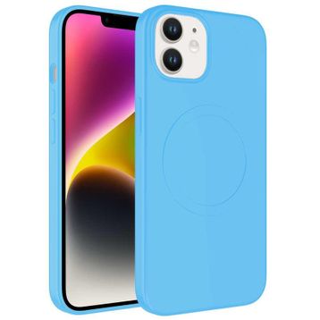 CoverZone iPhone 13 Magsafe Wireless Şarj Özellikli Pastel Color Silikon Açık Mavi Cep Telefonu Kılıfı