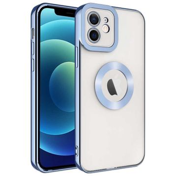 CoverZone iPhone 14 Kamera Korumalı Logo Gösteren Colored Z-Omega Kapak Mavi Açık Cep Telefonu Kılıfı