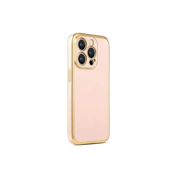 CoverZone iPhone 14 Pro Gold Kenar Pastel Renkli Halcyon Z-Bark Rosegold Cep Telefonu Kılıfı
