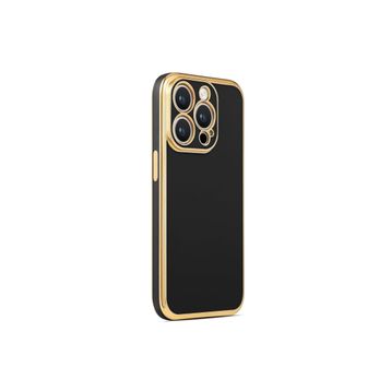 CoverZone iPhone 14 Pro Gold Kenar Pastel Renkli Halcyon Z-Bark Siyah Cep Telefonu Kılıfı