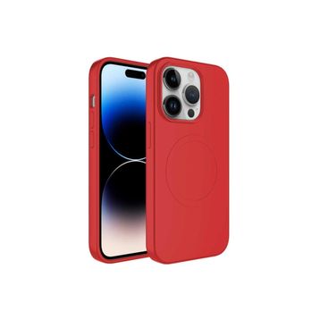 CoverZone iPhone 14 Pro Magsafe Wireless Şarj Özellikli Pastel Color Silikon Kırmızı Cep Telefonu Kılıfı
