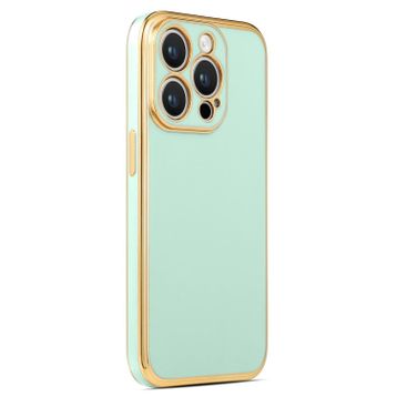 CoverZone iPhone 14 Pro Max Gold Kenar Pastel Renkli Halcyon Z-Bark Kapak Açık Yeşil Cep Telefonu Kılıfı