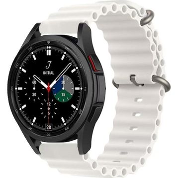 CoverZone Samsung Gear S2 Uyumlu 42 mm Quintessential Kabartmalı Metal Tokalı Beyaz Kordon