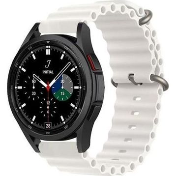 CoverZone Samsung Gear S2 Uyumlu 42 mm Quintessential Kabartmalı Metal Tokalı Beyaz Kordon
