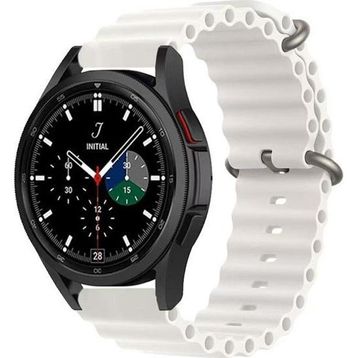 CoverZone Samsung Gear S2 Uyumlu 42 mm Quintessential Kabartmalı Metal Tokalı Beyaz Kordon