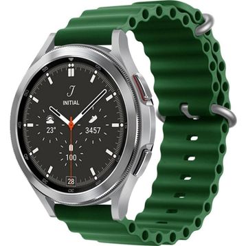 CoverZone Samsung Gear S2 Uyumlu 42 mm Quintessential Kabartmalı Metal Tokalı Koyu Yeşil Kordon