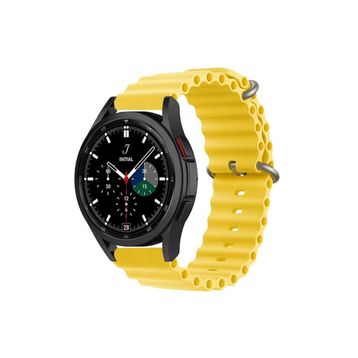 CoverZone Samsung Gear S2 Uyumlu 42 mm Quintessential Kabartmalı Metal Tokalı Sarı Kordon