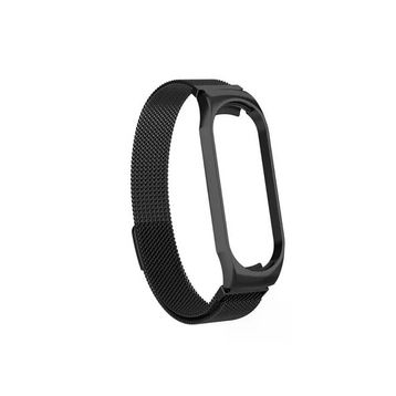 CoverZone Xiaomi Mi 7 Band Metal Tel Örgü Işlemeli Violet Metal Siyah Kayış Kordon