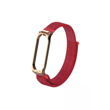 CoverZone Xiaomi Mi Band 4 Mixed Hasır Örme Metal Çerçeve Kırmızı Gold Kayış Kordon