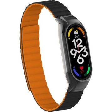 CoverZone Xiaomi Mi Band 7 Siyah Turuncu Mıknatıslı Kordon