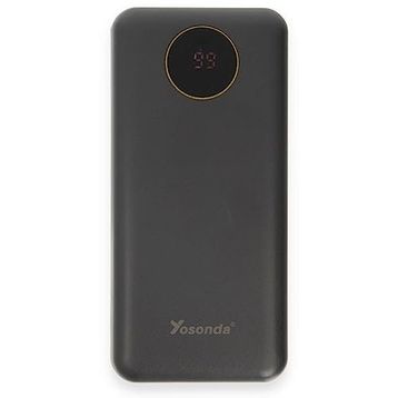 CoverZone Yosonda YXD-A70 Led Ekranlı 30.000 mAh 4in1 Dahili Micro USB, Type-C, Lightning ve USB-A kablosu Siyah Powerbank