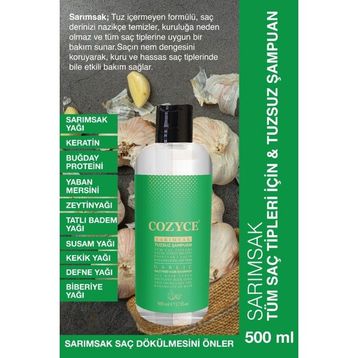 Cozyce 500 ml Sarımsak Özlü Tuzsuz Tüm Saç Tipleri Şampuan