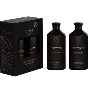 Cozyce 600 ml Tuzsuz Şampuan + Brezilya Fönü Keratini 600 ml Saç Düzleştirici Keratin