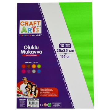 Craft And Arts Oluklu 10'lu Neon Mukavva