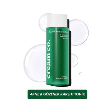 Cream Co Akne Siyah Nokta Karşıtı BHA/PHA Niacinamide 200 ml Tonik