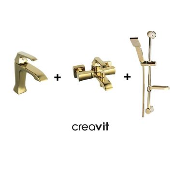 Creavit AG250000G + AG1500G + SH411G Altın Avangart 3'lü Banyo Armatür Batarya Seti