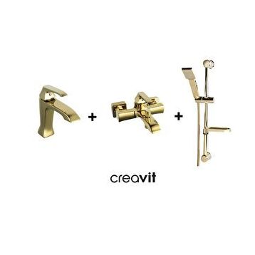 Creavit AG250000G + AG1500G + SH411G Altın Avangart 3'lü Banyo Armatür Batarya Seti