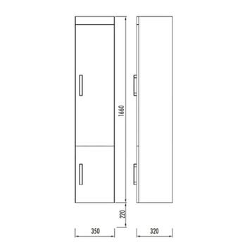 Creavit AS2160.03.BS Asma Star 160 cm Beyaz Siyah Boy Dolabı