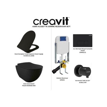 Creavit FE320 Free Mat Siyah Asma Klozet ve Gömme Rezervuar Seti
